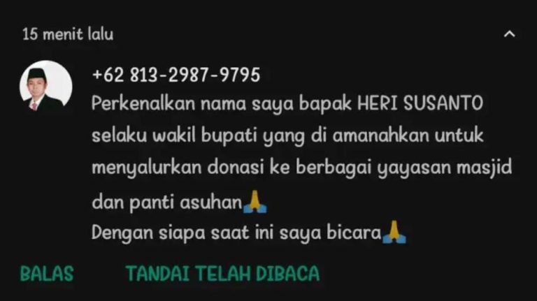 Tangkapan Layar Penipuan