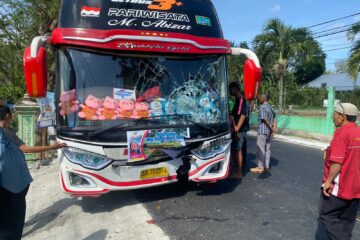 Bus Hino Terlibat Kecelakaan