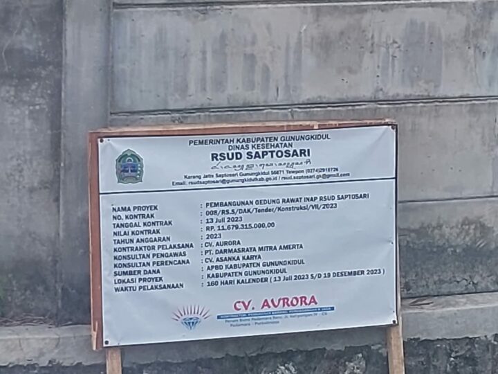 Papan Nama Pembangunan Gedung RSUD Wonosari
