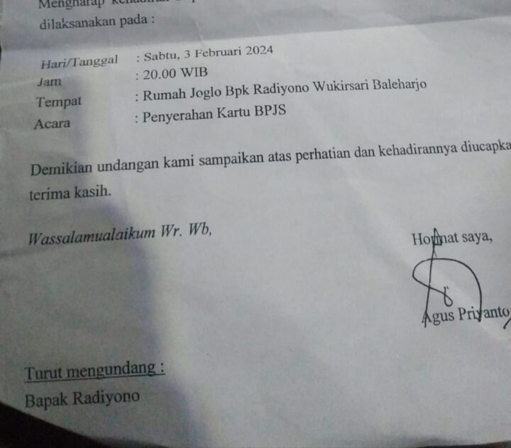 Undangan Penyerahan Kartu BPJS Berkedok Kampanye