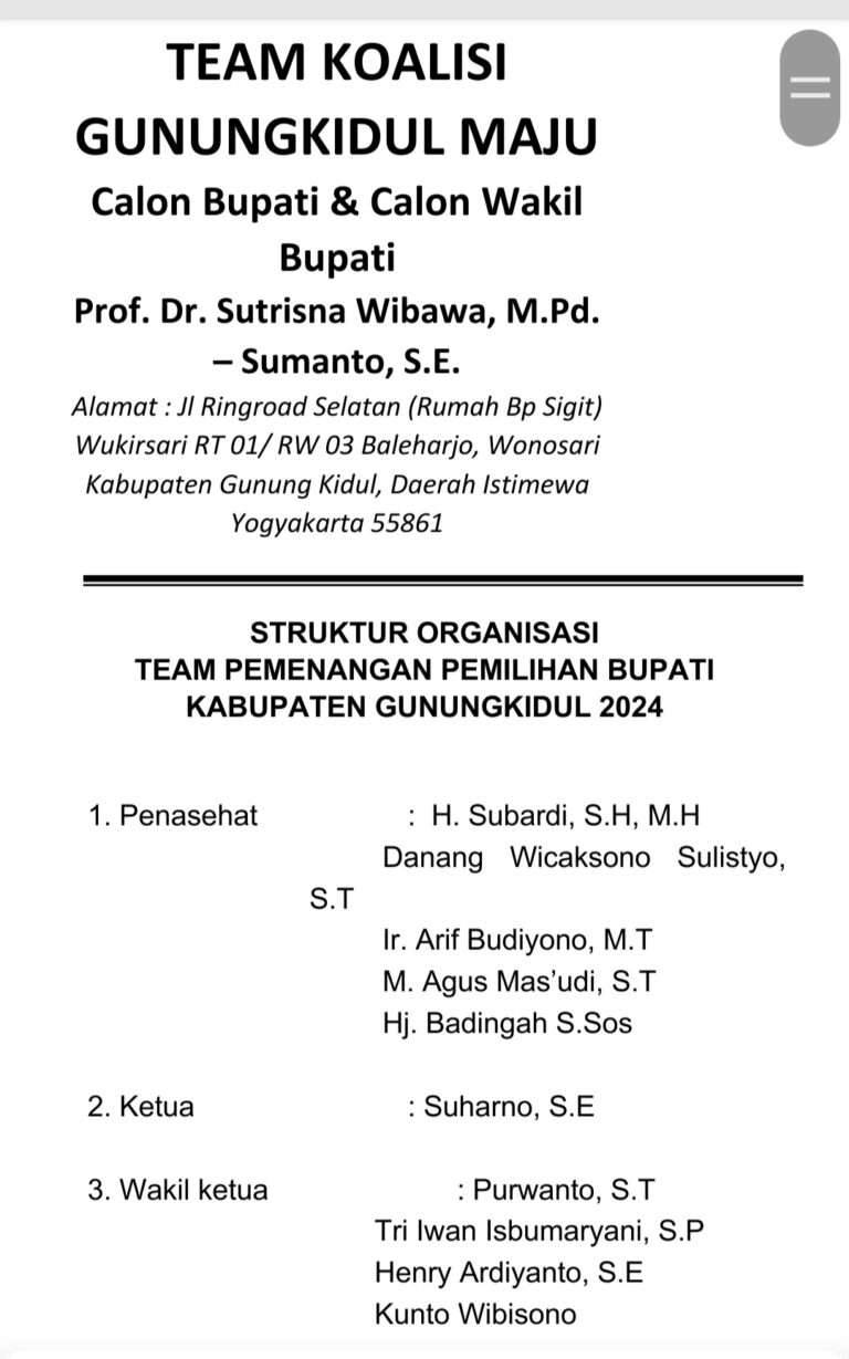 Nama Mantan Bupati Gunungkidul Badingah Dicathut