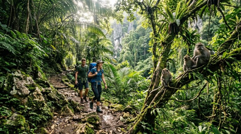 Trekking Ditemani Kera Ekor Panjang Gunungkidul