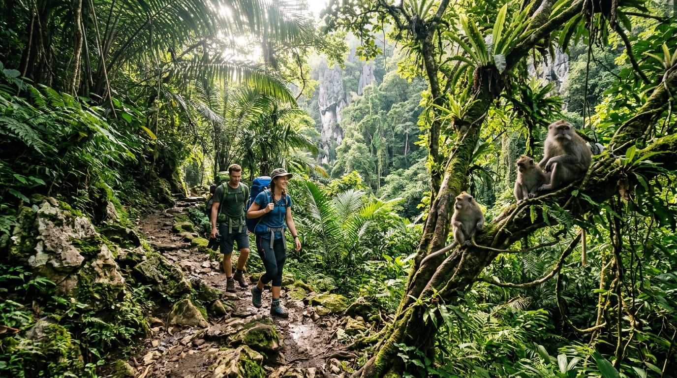 Mau Trekking Ditemani Kera Ekor Panjang? Disini Tempatnya - foto utama