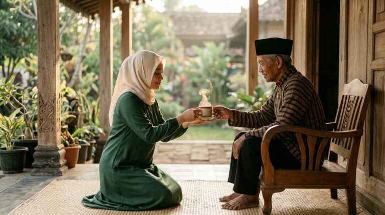 Ilustrasi keutamaan berbakti kepada orang tua dalam Islam