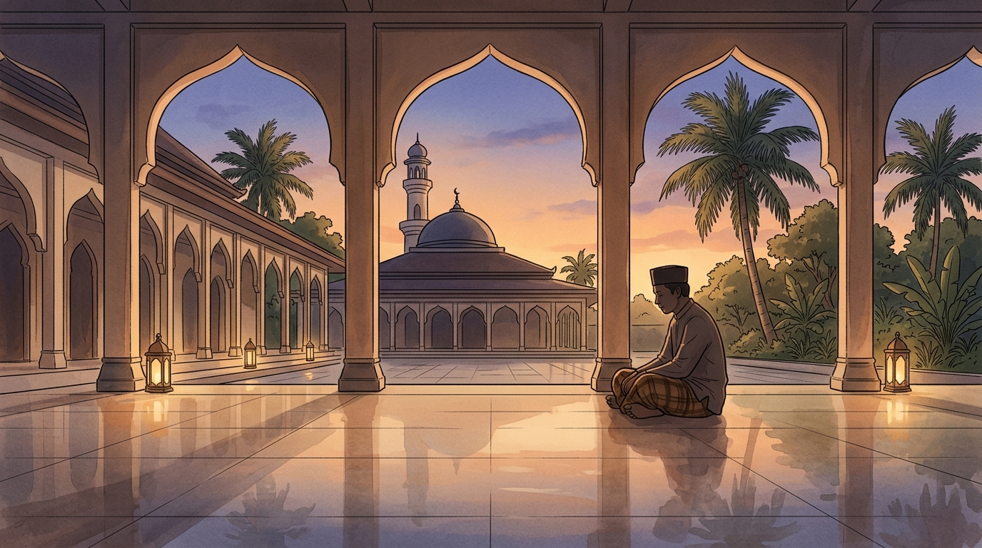 Ilustrasi hadits nabi tentang keutamaan menahan amarah dalam Islam